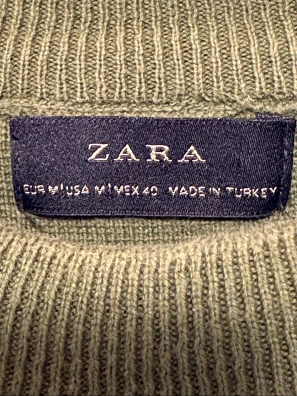 Zara Men's Olive Green Raglan Sleeve Knit Sweater - Picture 8 of 8